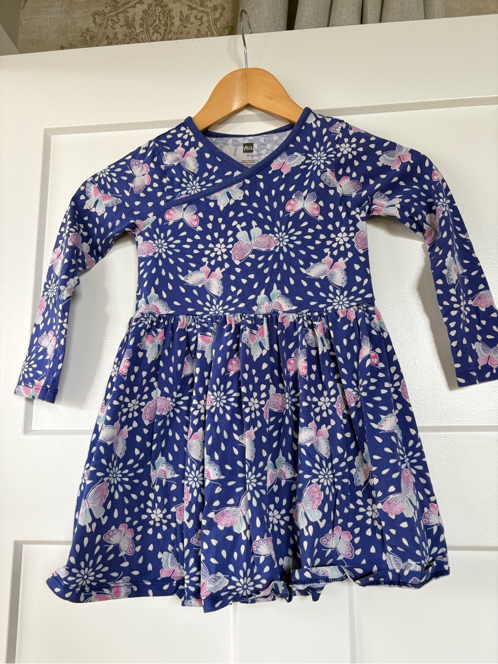Tea Collection Girls' Navy Butterfly‎ Print Long-Sleeve Dress - Size 5